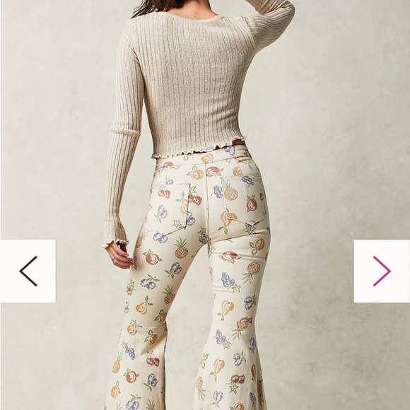 NWOT Free  People We The Free Float On Checkered Flared Jeans - Picture 3 of 12